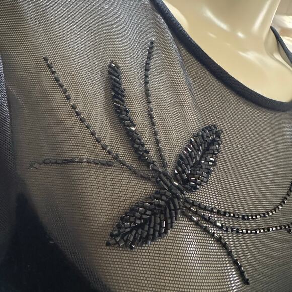 Vintage Floral Mesh Beads Velvet Velour Dress Whimsigoth Fairy Grunge size 6 - Picture 5 of 9